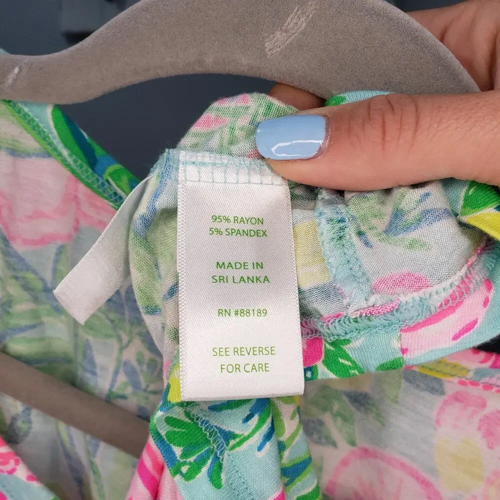 Lilly Pulitzer Lucretia Pajama Top Small Seasalt Blue Fruity Flamingo Floral